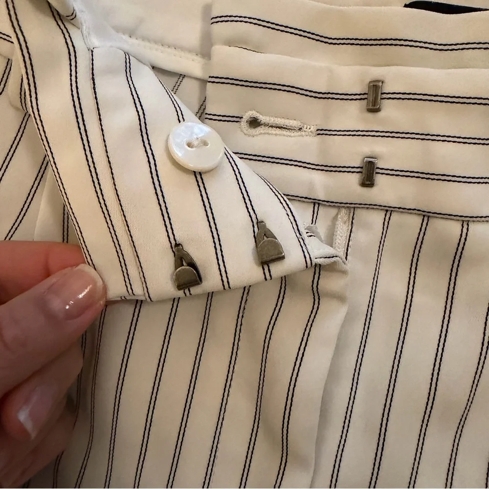 Express High Rise White Pants with Black Stripes - Picture 4 of 11